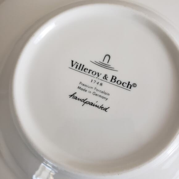 Villeroy & Boch Set Of 2 Rimmed Pasta Soup Bowl Rouge Red 10" Handpainted German - Picture 7 of 14